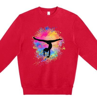 Rainbow Gymnastics Female Gymnast Silhouette HandStand Premium Crewneck Sweatshirt