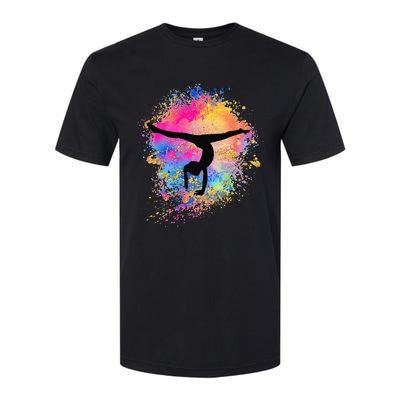 Rainbow Gymnastics Female Gymnast Silhouette HandStand Softstyle CVC T-Shirt