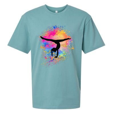 Rainbow Gymnastics Female Gymnast Silhouette HandStand Sueded Cloud Jersey T-Shirt