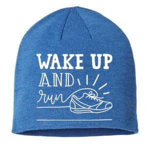 Runner Gift Funny Marathon Track And Field Wake Up And Run Great Gift Sustainable Beanie