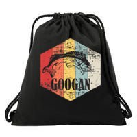 Retro Googan Fish Fishing Vintage Sunset Funny Fisherman Fan Drawstring Bag