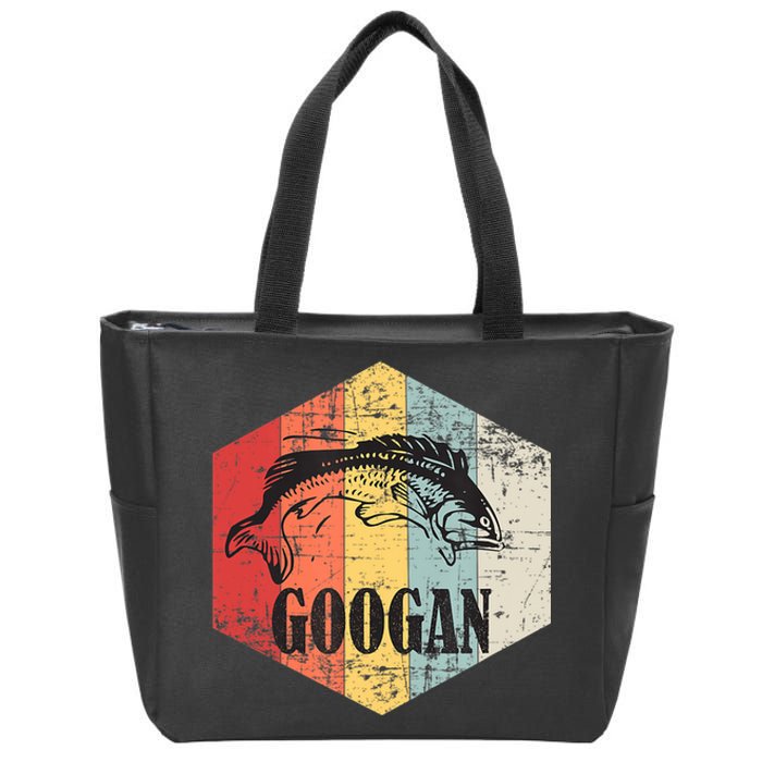 Retro Googan Fish Fishing Vintage Sunset Funny Fisherman Fan Zip Tote Bag