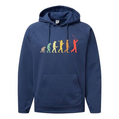 Retro Golf Funny Evolution Gift For Golfers & Golf Players Performance Fleece Hoodie