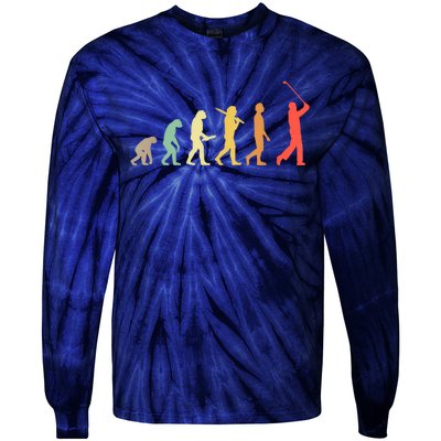 Retro Golf Funny Evolution Gift For Golfers & Golf Players Tie-Dye Long Sleeve Shirt