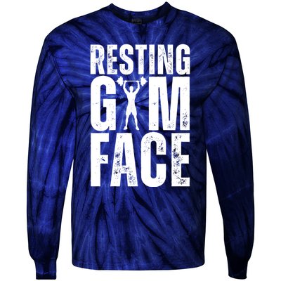 Resting Gym Face Funny Gym Quote Tie-Dye Long Sleeve Shirt