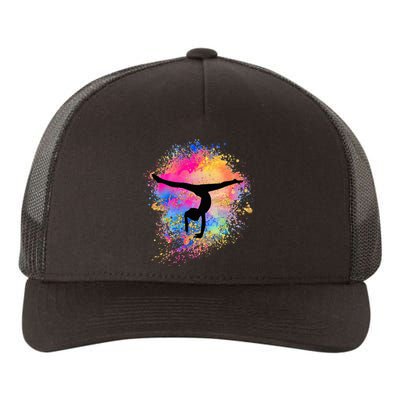 Rainbow Gymnastics Female Gymnast Silhouette Handstand Yupoong Adult 5-Panel Trucker Hat