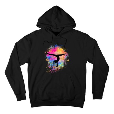 Rainbow Gymnastics Female Gymnast Silhouette Handstand Hoodie