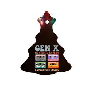 Retro Genx Funny Rewind Our Music Design Ceramic Tree Ornament