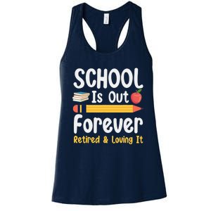 Retirement Gifts For Teacher, Schools Out Forever Retirement Women's Racerback Tank