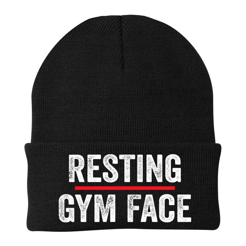 Resting Gym Face Funny Saying Workout Fitness Quotes Beanie