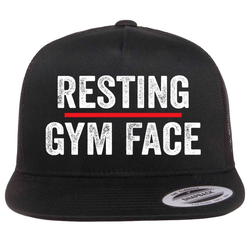 Resting Gym Face Funny Saying Workout Fitness Quotes Flat Bill Trucker Hat