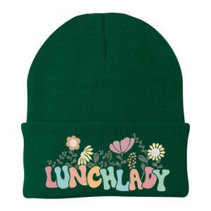 Retro Groovy Flower LUNCH LADY Women Cool Gifts Mom Teacher Knit Cap Winter Beanie