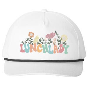 Retro Groovy Flower LUNCH LADY Women Cool Gifts Mom Teacher Snapback Five-Panel Rope Hat