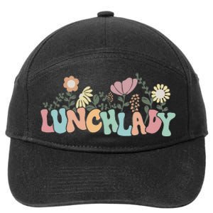 Retro Groovy Flower LUNCH LADY Women Cool Gifts Mom Teacher 7-Panel Snapback Hat