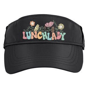 Retro Groovy Flower LUNCH LADY Women Cool Gifts Mom Teacher Adult Drive Performance Visor