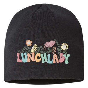 Retro Groovy Flower LUNCH LADY Women Cool Gifts Mom Teacher Sustainable Beanie