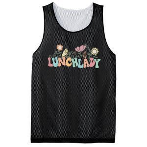 Retro Groovy Flower LUNCH LADY Women Cool Gifts Mom Teacher Mesh Reversible Basketball Jersey Tank