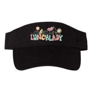 Retro Groovy Flower LUNCH LADY Women Cool Gifts Mom Teacher Valucap Bio-Washed Visor