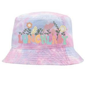 Retro Groovy Flower LUNCH LADY Women Cool Gifts Mom Teacher Tie-Dyed Bucket Hat