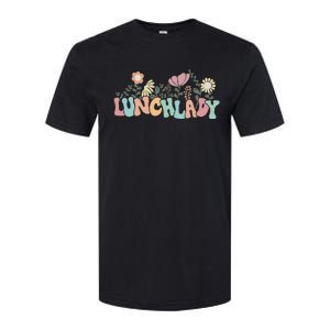 Retro Groovy Flower LUNCH LADY Women Cool Gifts Mom Teacher Softstyle CVC T-Shirt