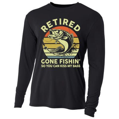 Retired Gone Fishing-Shirt Reel Cool Dad Funny Bass Grandpa Cooling Performance Long Sleeve Crew