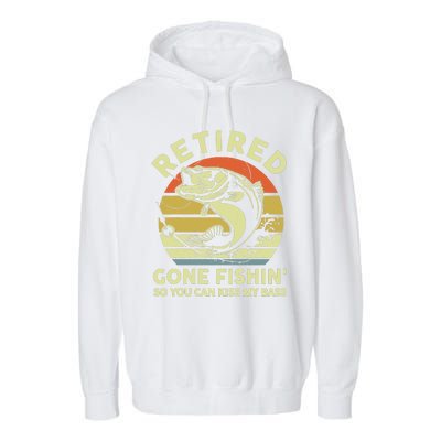 Retired Gone Fishing-Shirt Reel Cool Dad Funny Bass Grandpa Garment-Dyed Fleece Hoodie