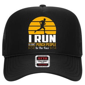 Runner Gift Funny Running Marathon Sport Sarcastic Gift High Crown Mesh Back Trucker Hat