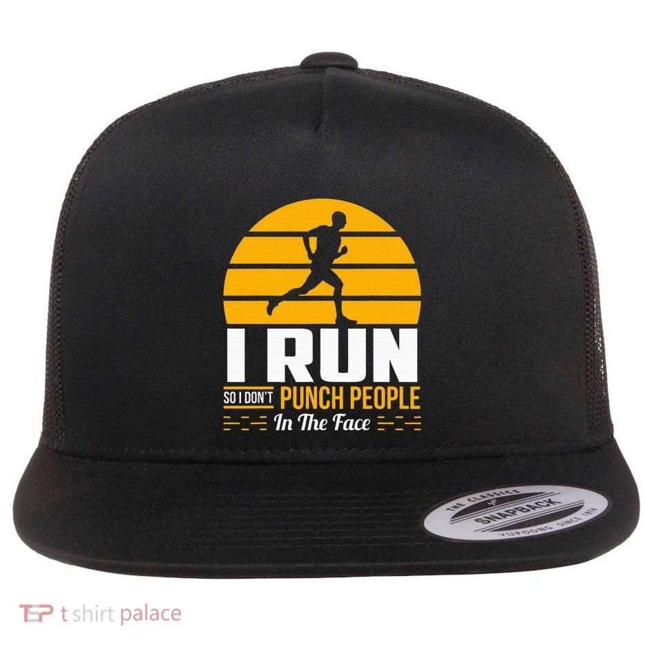 Runner Gift Funny Running Marathon Sport Sarcastic Gift Flat Bill Trucker Hat