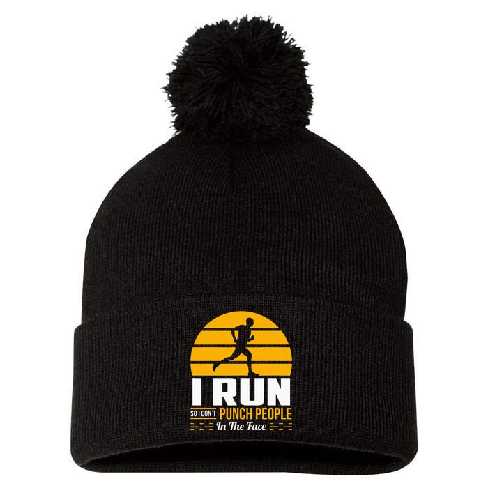 Runner Gift Funny Running Marathon Sport Sarcastic Gift Pom Pom 12in Knit Beanie