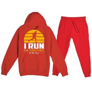 Runner Gift Funny Running Marathon Sport Sarcastic Gift Premium Hooded Sweatsuit Set