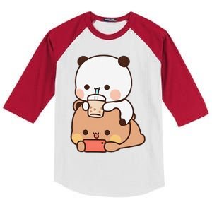 Romantic Gift For Her Bubu Dudu Bubble Tea Fleece Couples Kids Colorblock Raglan Jersey