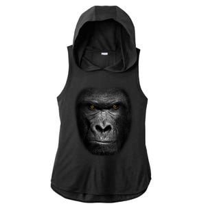 Realistic Gorilla Face Ladies PosiCharge Tri-Blend Wicking Draft Hoodie Tank