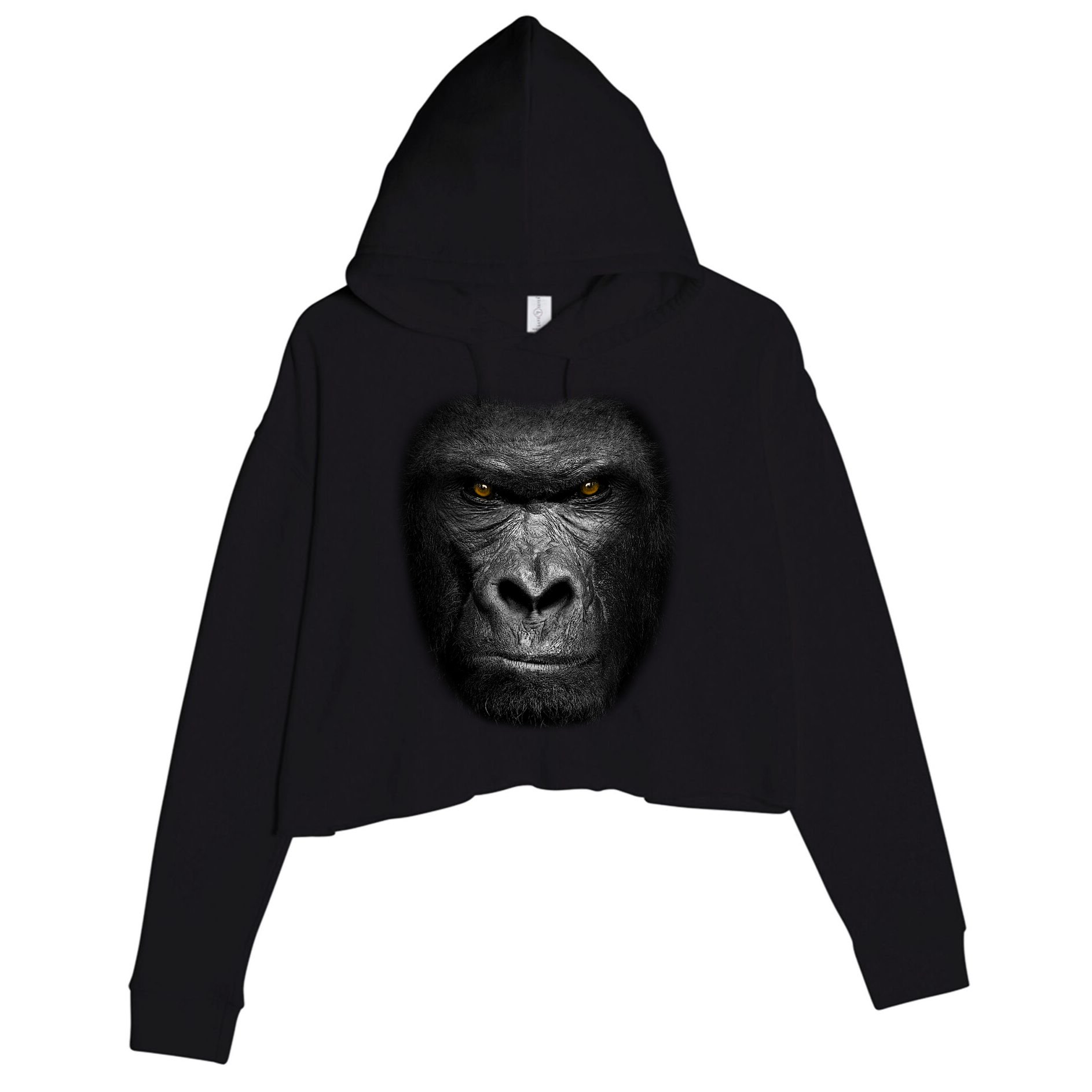Realistic Gorilla Face Crop Fleece Hoodie