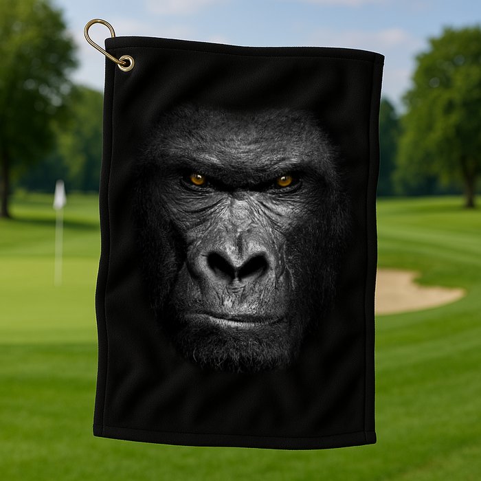 Realistic Gorilla Face Golf Towel