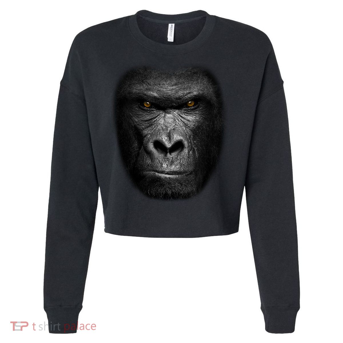 Realistic Gorilla Face Cropped Pullover Crew