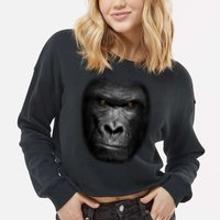 Realistic Gorilla Face Cropped Pullover Crew