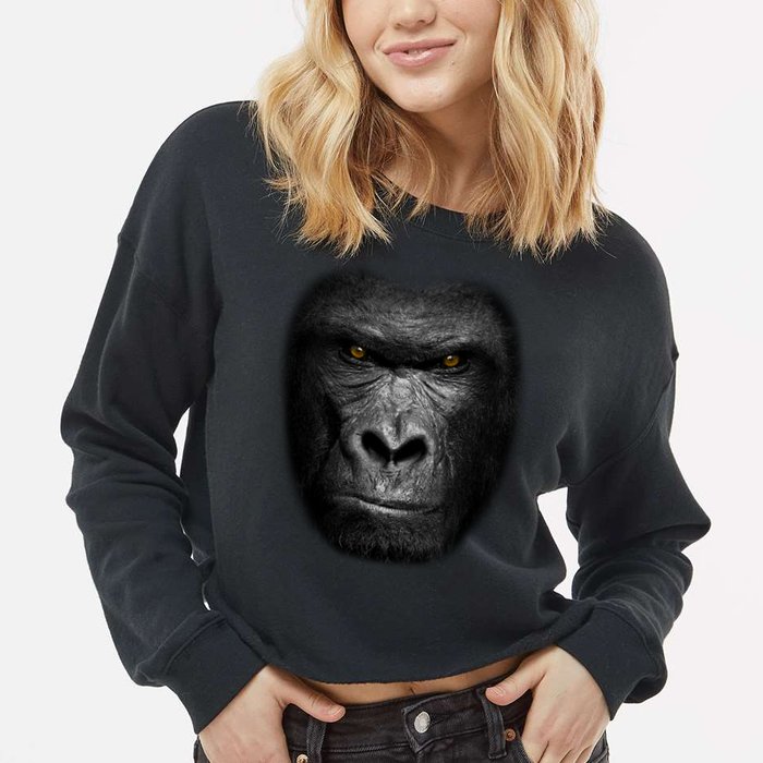 Realistic Gorilla Face Cropped Pullover Crew