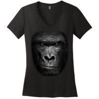 Realistic Gorilla Face Women's V-Neck T-Shirt