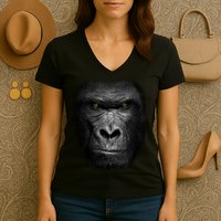 Realistic Gorilla Face Women's V-Neck T-Shirt