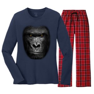 Realistic Gorilla Face Women's Long Sleeve Flannel Pajama Set 