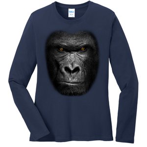 Realistic Gorilla Face Ladies Long Sleeve Shirt