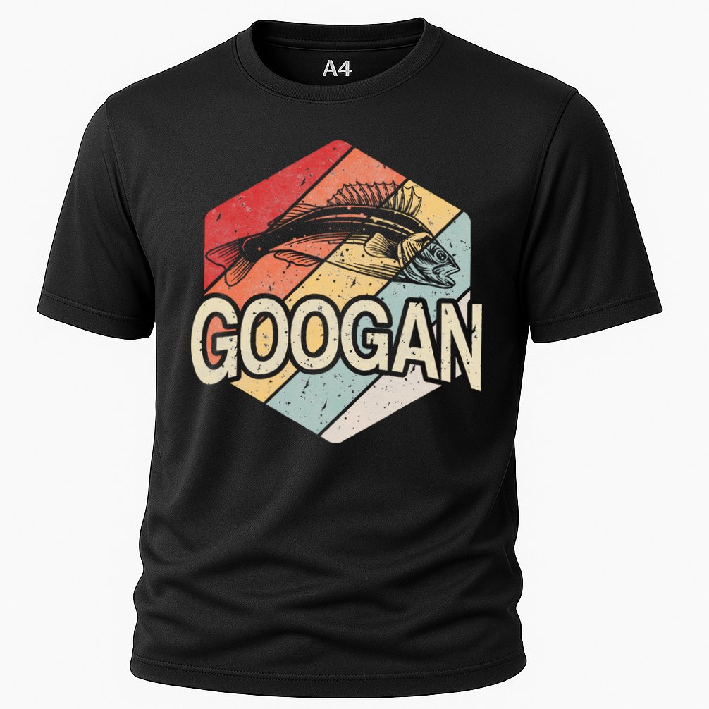 Retro Googan Fish Fishing Vintage Sunset Cooling Performance Crew T-Shirt