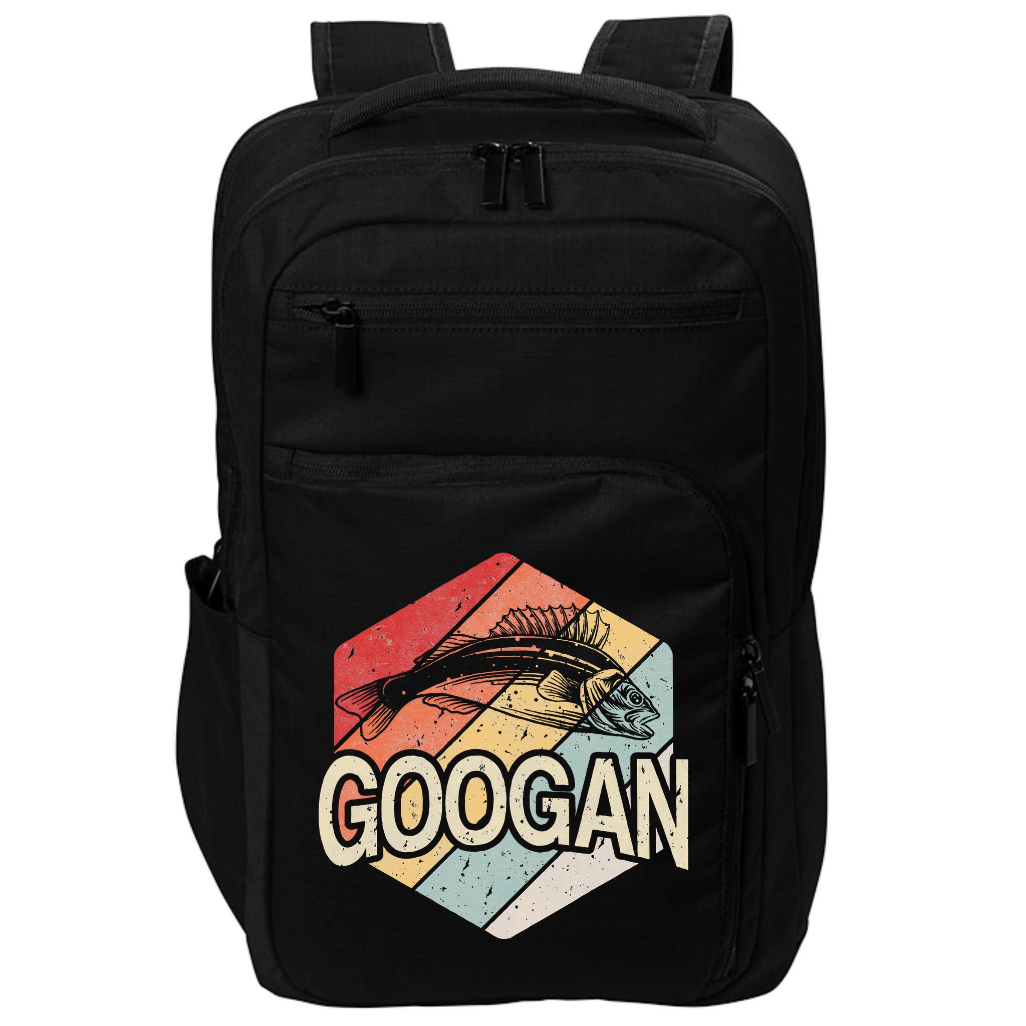Retro Googan Fish Fishing Vintage Sunset Impact Tech Backpack