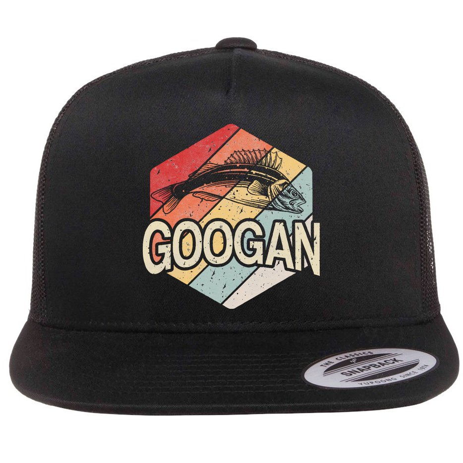Retro Googan Fish Fishing Vintage Sunset Flat Bill Trucker Hat