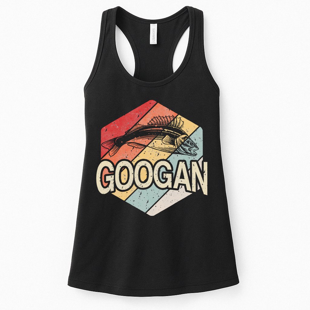 Retro Googan Fish Fishing Vintage Sunset Womens Tank Top