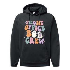 Retro Groovy Front Office Boo Crew Ghost Halloween Costume Performance Fleece Hoodie