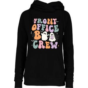 Retro Groovy Front Office Boo Crew Ghost Halloween Costume Womens Funnel Neck Pullover Hood