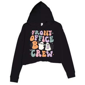 Retro Groovy Front Office Boo Crew Ghost Halloween Costume Crop Fleece Hoodie