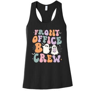 Retro Groovy Front Office Boo Crew Ghost Halloween Costume Women's Racerback Tank