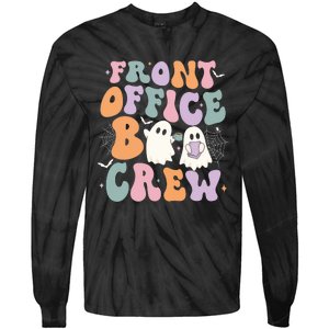 Retro Groovy Front Office Boo Crew Ghost Halloween Costume Tie-Dye Long Sleeve Shirt